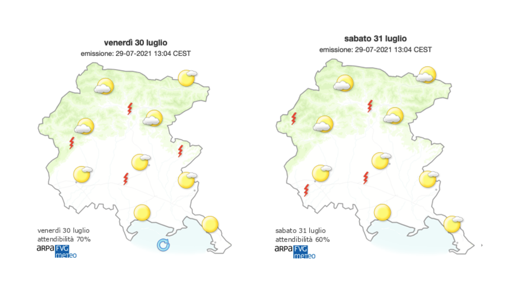 Immagine per Meteo, ancora caldo afoso sul Goriziano ma weekend con pioggia